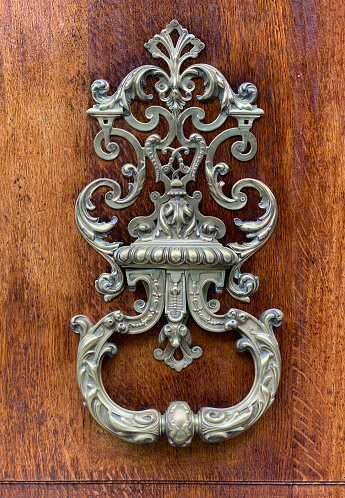 Metal vintage door knocker from 19th century in Buenos Aires Argentina
