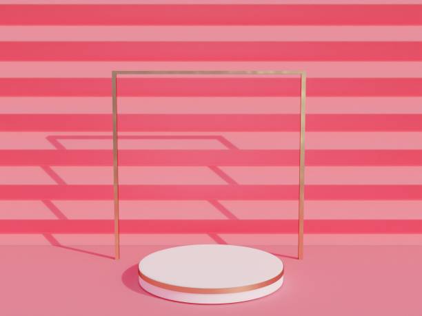 istock Scene with podium for mock up presentation in minimalism style with copy space, 3d render abstract background design 1321722442