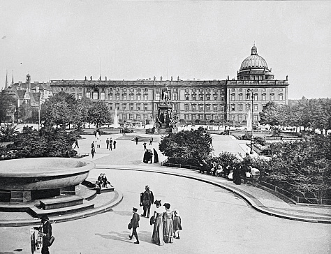 The Lustgarten is a two-hectare green space on Museum Island in the Mitte district of Berlin. Created in 1573 by Elector Johann Georg as the kitchen garden of the Berlin Palace, it has been redesigned several times in the course of history. Image from 19th century. Image from 19th century
