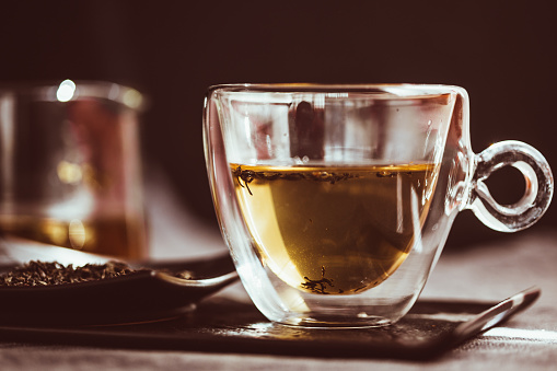 Herbal tea in tea cup.