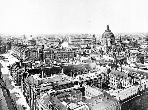 Aerial view of Berlin, New cathedral and Unter den Linden