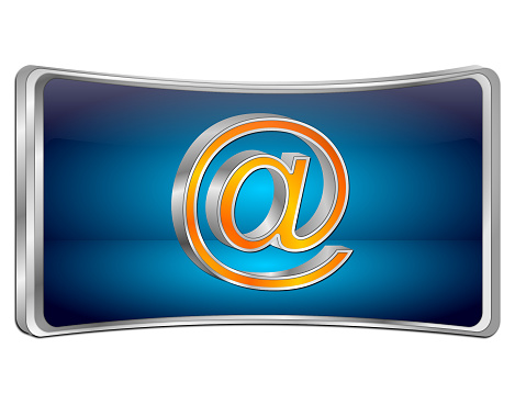 blue orange e-mail button - 3D illustration