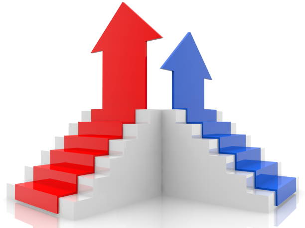 istock Concept of two stairs with arrows 1321734223