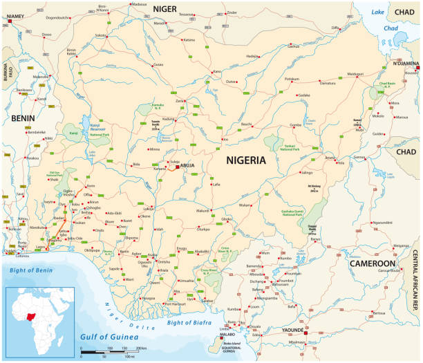 ilustrações, clipart, desenhos animados e ícones de mapa do vetor do estado da áfrica ocidental da nigéria - niger delta