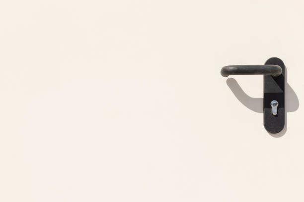 istock Door handle with metallic plane close-up. Concept detail with copy space. 1321744128