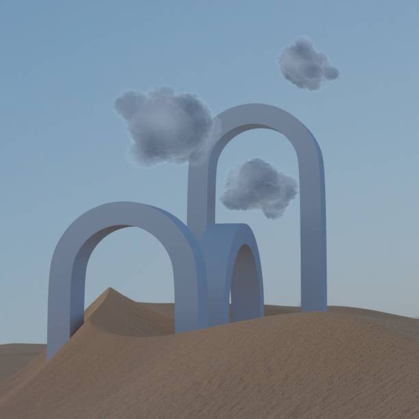 istock Architecture Arcs in the desert Abstract 3d rendered image 1321760858