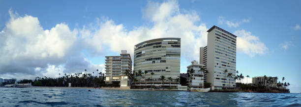 istock Panoramic of Kaimana Beach seen from the ocean 1321762342