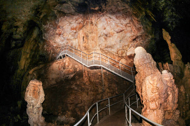 istock Ladders for visitors in the cave. 1321765117