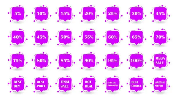 Vector illustration of Set Tags Discount Promotion Template Collection Stickers Vector Special Sale Tabel Best Price Offer Emblem Up To Elements