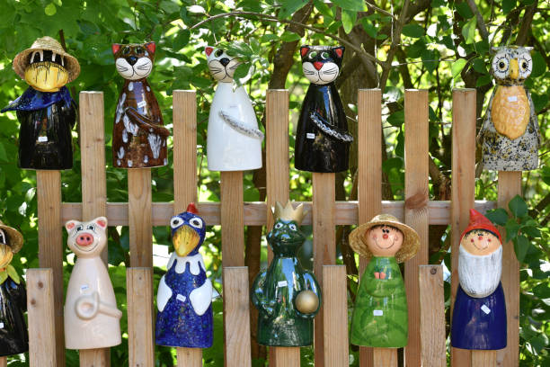 Many ceramic figurines at the garden exhibition \