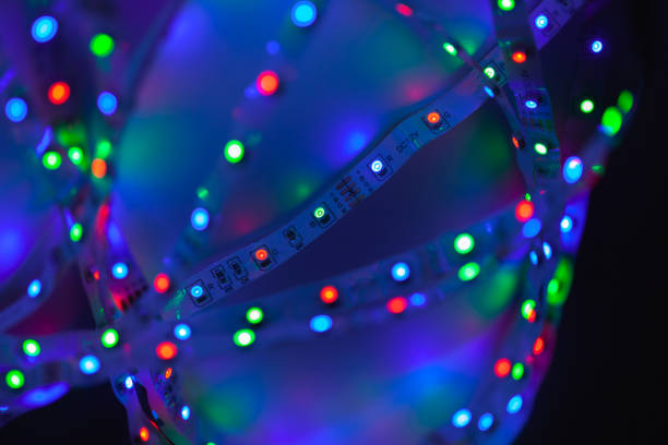 istock LED strip lights on, close up photo with selective focus 1321773047