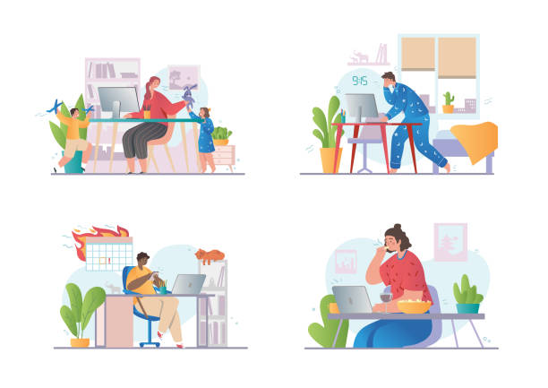 Remote Work Less Distracting 60+ Remote Work Distraction Illustrations, Royalty-Free Vector Graphics ...