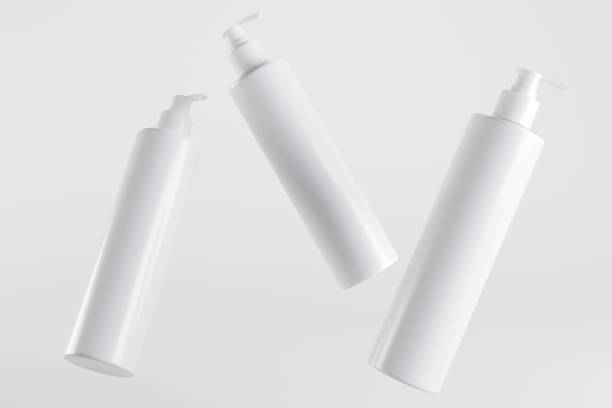White Cosmetic Shampoo Dispenser Bottles 3D Illustration