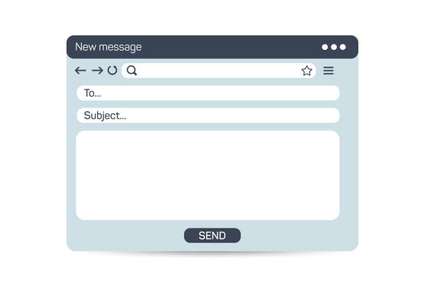 電子メール インターフェイス。メールウィンドウテンプレート、インターネットメッセージ分離フレーム、空白の電子メールuiデザイン。ベクトルメールウィンドウモックアップイラストペ� - twitter business web page browser点のイラスト素材／クリップアート素材／マンガ素材／アイコン素材