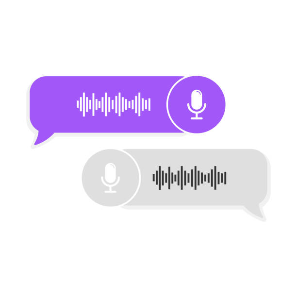 ikona bąbelkowa wiadomości głosowych z falą dźwiękową i mikrofonem. korespondencja z wiadomościami głosową. nowoczesna ilustracja wektorowa w stylu płaskim - water bubbles audio stock illustrations