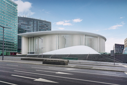 Luxembourg City, Luxembourg - Feb 3, 2020: Philharmonie Luxembourg - Philharmonic Concert Hall - Luxembourg City, Luxembourg
