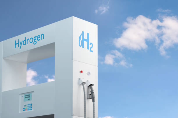 Hydrogen gas stations fuel dispenser whit copy space. 3d illustration. Hydrogen gas stations fuel dispenser whit copy space. 3d illustration. hydrogen power stock pictures, royalty-free photos & images