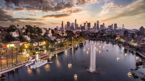 istock Los Angeles skyline Echo park 1321805233