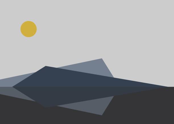 istock Geometric landscape silhouette generative art poster illustration 1321811653