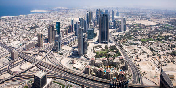 istock Dubai Cityscape - Aerial View 1321822073