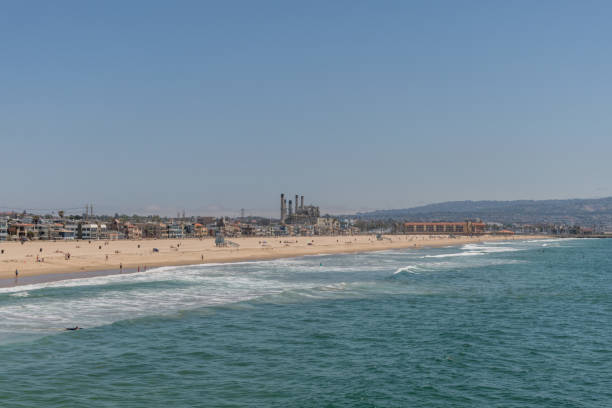 vista panorámica de south bay en el verano, sur de california - redondo beach fotografías e imágenes de stock