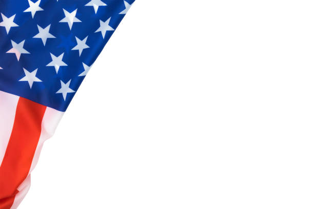 istock Top view of american flag on white background 1321833782