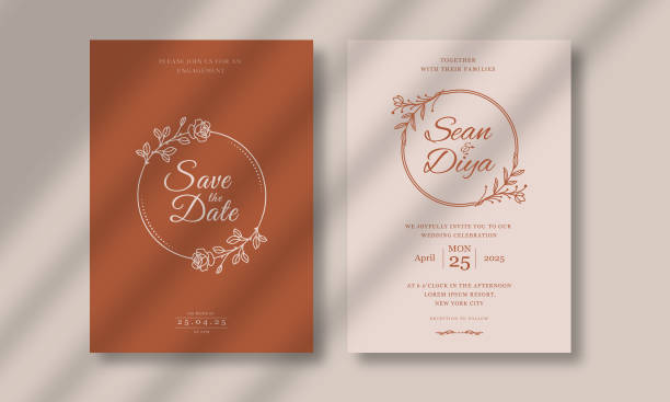 贅沢で最小限の結婚式の招待状カードテンプレート - invitation event wedding invitation wedding点のイラスト素材／クリップアート素材／マンガ素材／アイコン素材