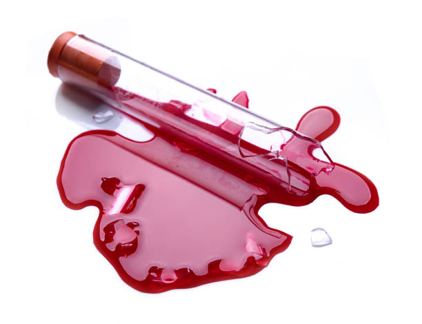 istock Broken test tube with blood isolated on white 1321838008