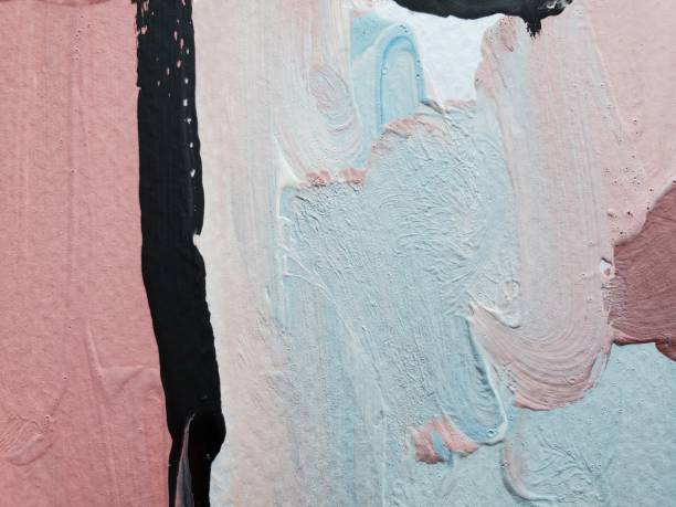istock Black stroke line on blush pink and light blue mixed painted texture 1321839558