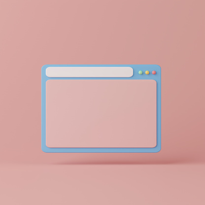 3d rendering blank windows interface on pink background.