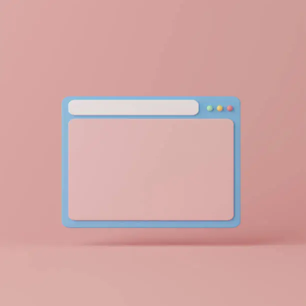 3d rendering blank windows interface on pink background.