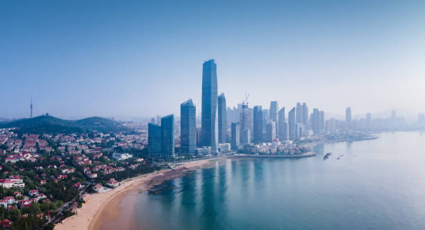 Aerial view of Qingdao city,China Aerial view of Qingdao city,China qingdao stock pictures, royalty-free photos & images