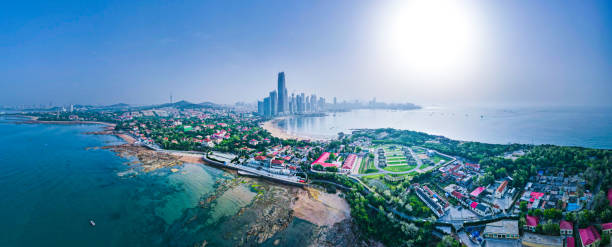 Aerial view of Qingdao city,China Aerial view of Qingdao city,China qingdao stock pictures, royalty-free photos & images
