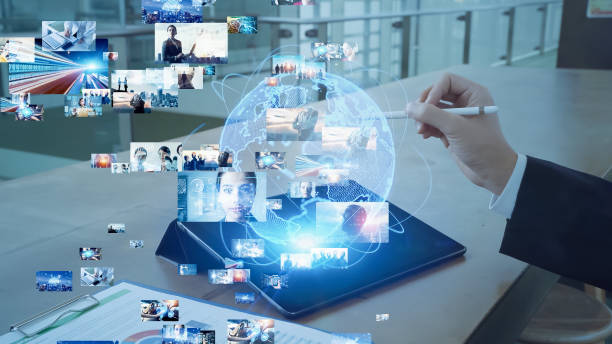 istock Digital contents concept. Global network. Social networking service. Streaming video. communication network. 1321853111