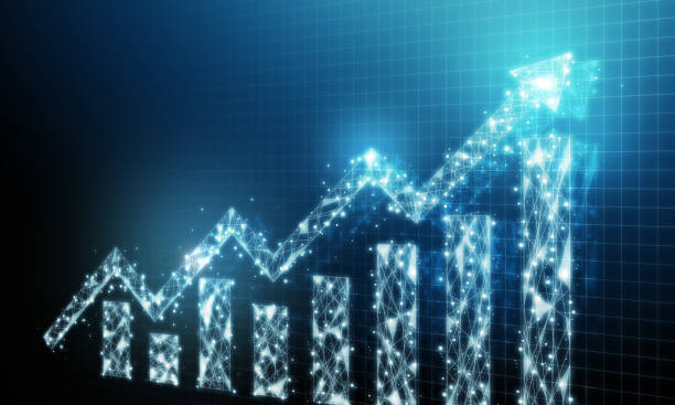 desarrollo de negocio para el éxito y el creciente concepto de crecimiento. gráfico con aumento de flechas que avanza el plan de crecimiento futuro corporativo - performance chart optimization boost fotografías e imágenes de stock