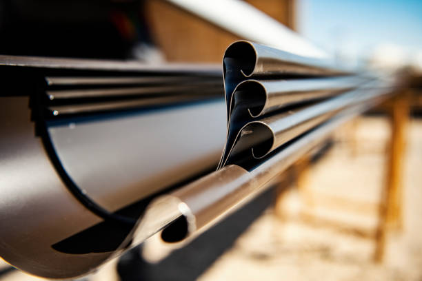 Closeup of Rain aluminium gutter