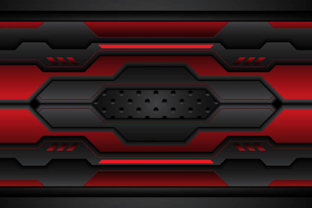 istock metal plate black and contrast red stripes on steel mesh. template modern technology design background. vector illustration 1321880647