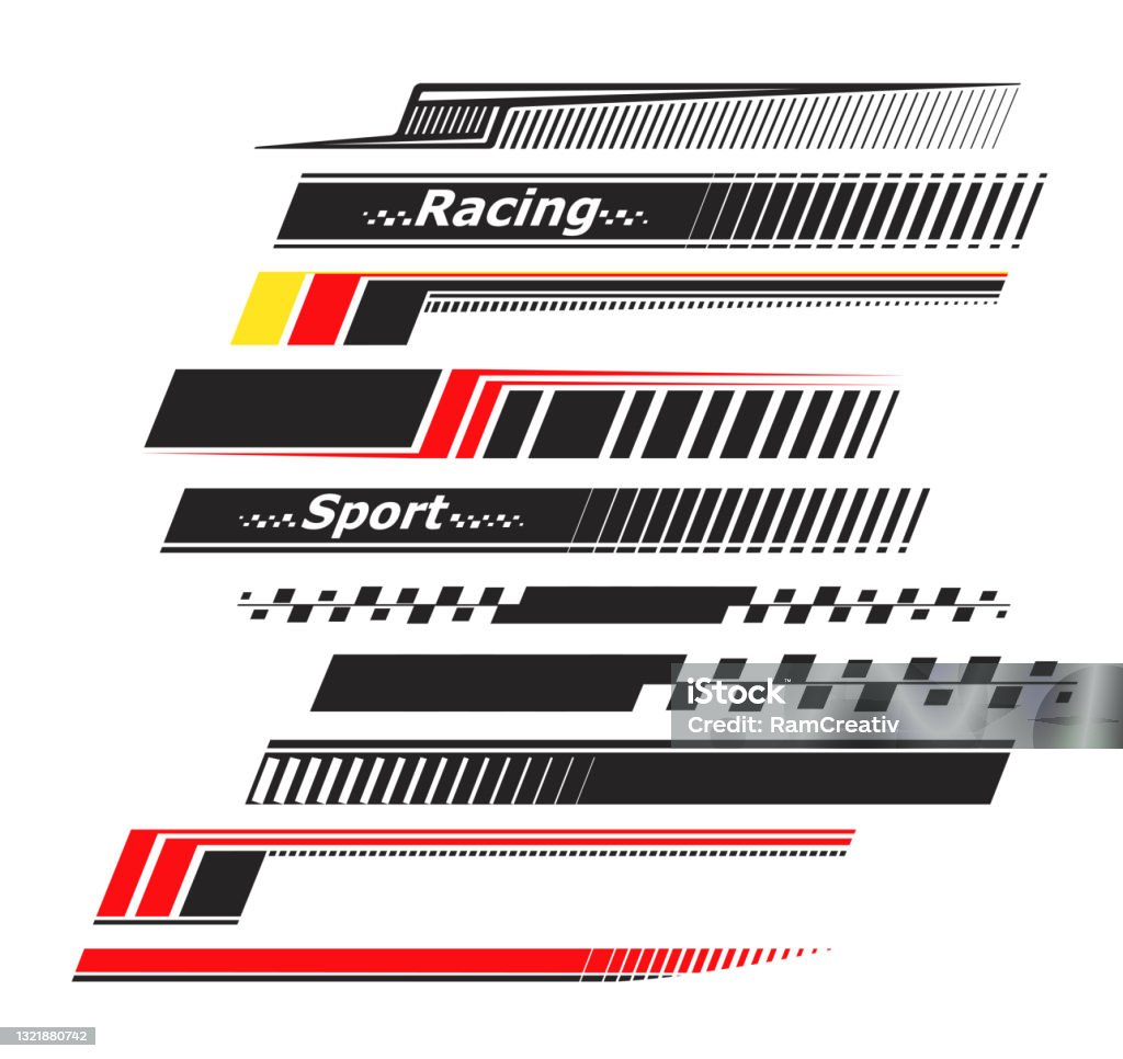 Sports stripes, car stickers. Racing decals for tuning. Car stock vector
