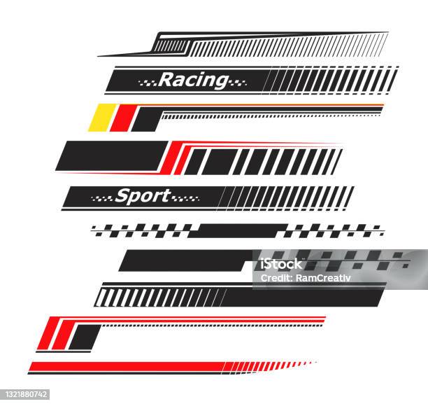 Sports Stripes Car Stickers Racing Decals For Tuning Stock Illustration - Download Image Now