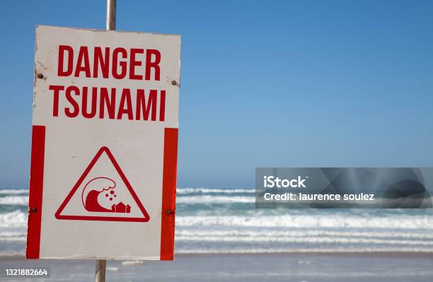 Tsunami Danger Panel Stock Photo - Download Image Now - Tsunami, Warning Sign, Alertness