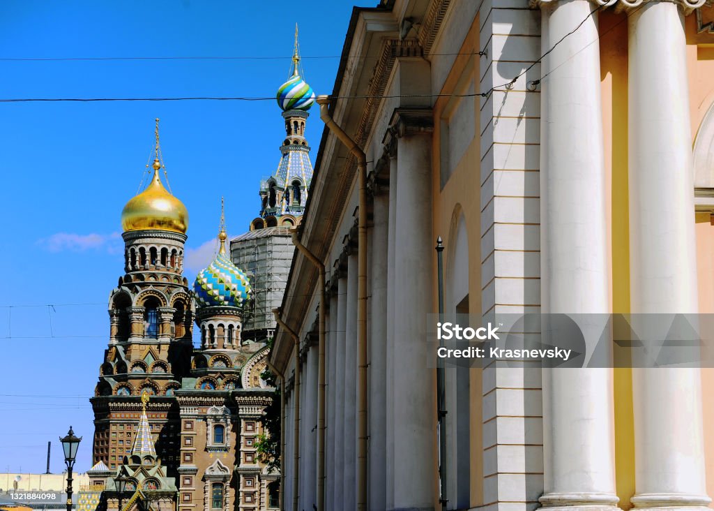 Architecture of Sankt-Peterburg city, Russia Ancient Stock Photo