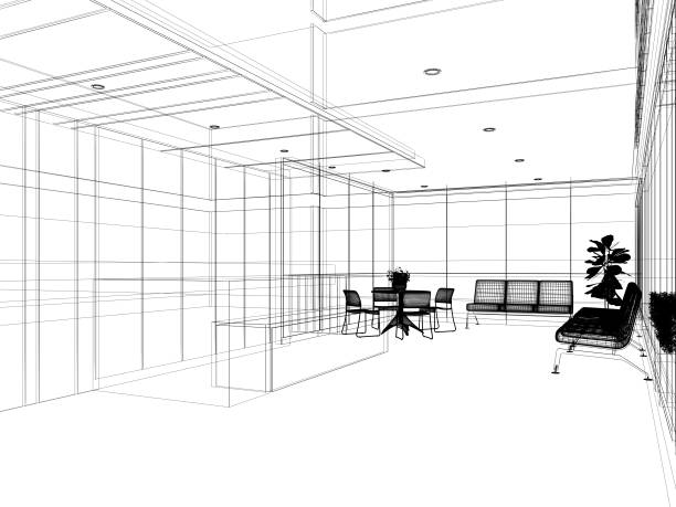 istock Sketch design of interior reception 1321885700