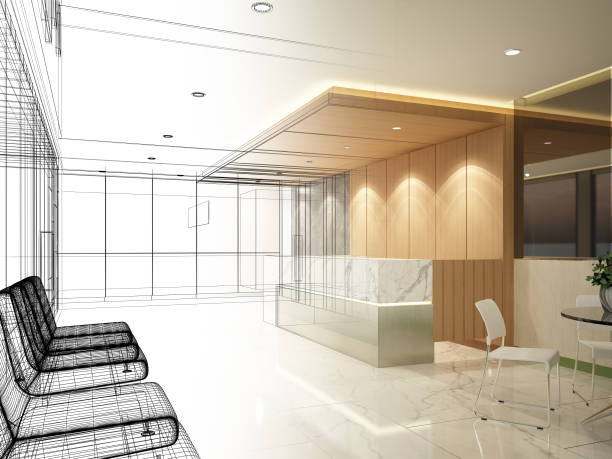 istock Sketch design of interior reception 1321885720