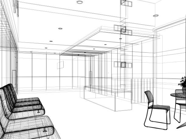 istock Sketch design of interior reception 1321885726