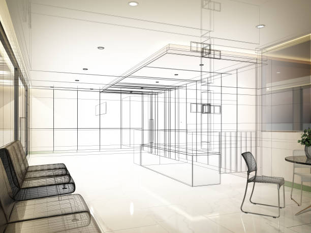 istock Sketch design of interior reception 1321885731