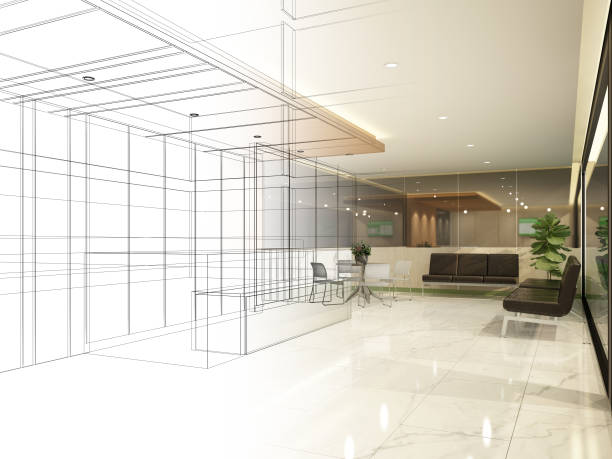 istock Sketch design of interior reception 1321885732