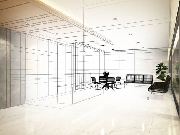 istock Sketch design of interior reception 1321885739