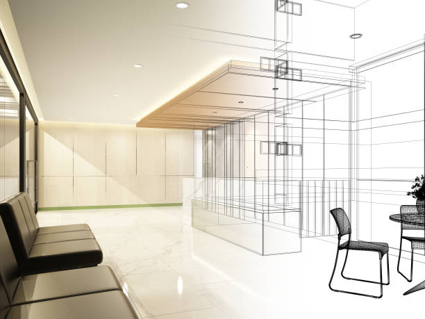istock Sketch design of interior reception 1321886290