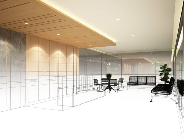 istock Sketch design of interior reception 1321886291