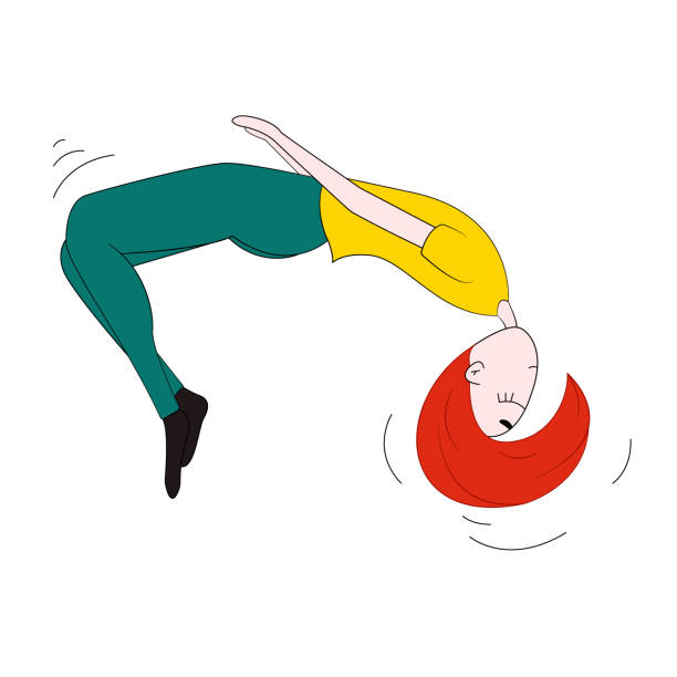 istock Young lady in a jump. Athletic girl. Vector illustration. 1321888386